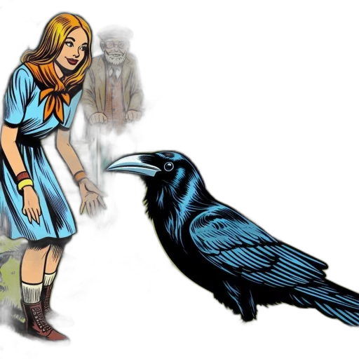 dress, comic book art, concept art, fantasy art, cartoon, blue, dark, young transparent PNG cut-out