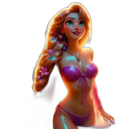 dress, jewelry, fantasy art, concept art, comic book art, 3d render, neon lights, underwater transparent PNG cut-out