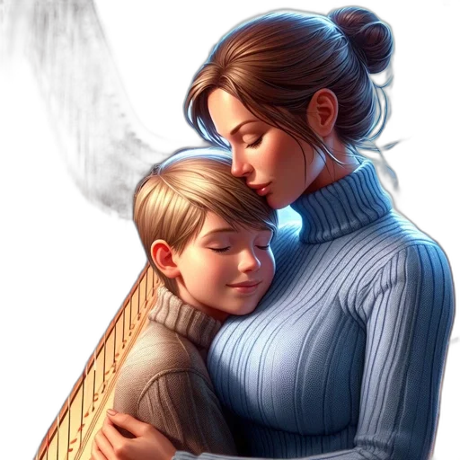 concept art, photorealistic, comic book art, oil painting, snow, intimate, scene, mother transparent PNG cut-out