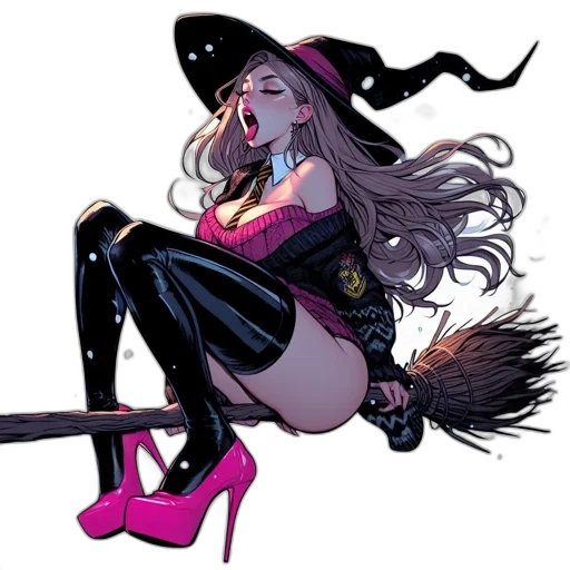 comic book art, concept art, fantasy art, cartoon, dark, figure, resembling, witch transparent PNG cut-out