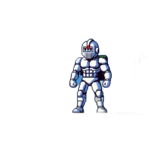 robot, creature, weapon, pixel art, concept art, 3d render, comic book art, blue transparent PNG cut-out