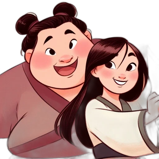 cartoon, concept art, watercolor, anime, pastel, two, animated, characters transparent PNG cut-out