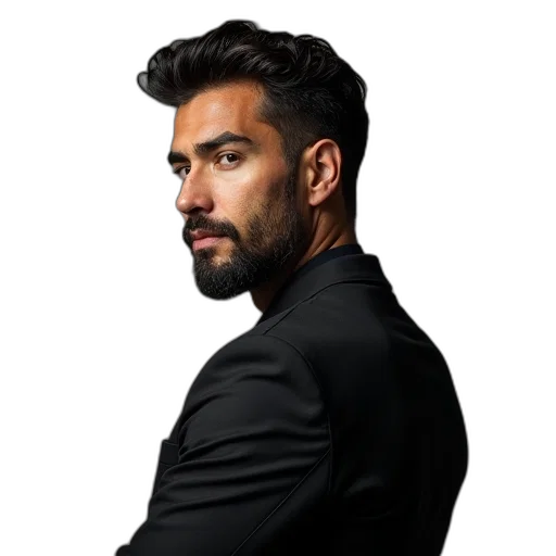 jacket, staff, hair, face transparent PNG cut-out
