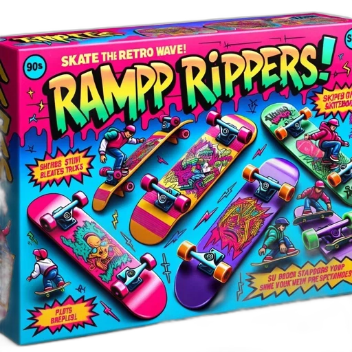 vibrant, toy, packaging, promotes, ramp, rippers, featuring, retro transparent PNG cut-out