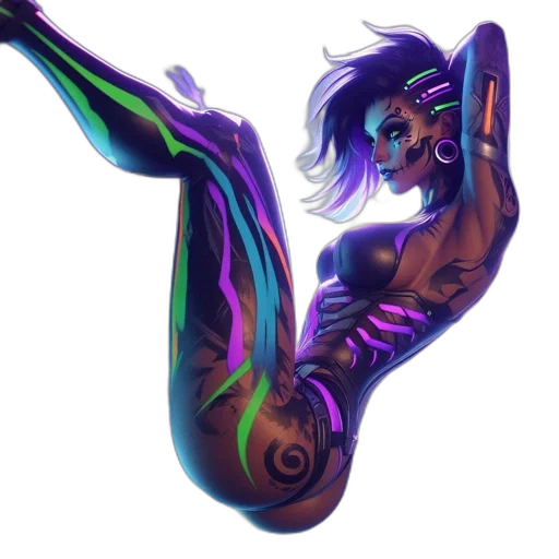 cyberpunk, concept art, fantasy art, comic book art, neon lights, neon, dark, colorful transparent PNG cut-out