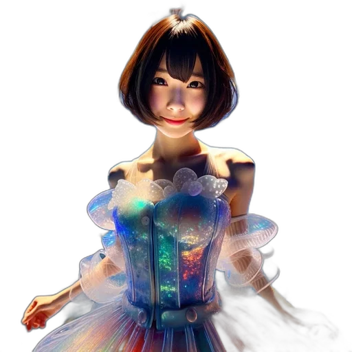 dress, robot, concept art, fantasy art, anime, 3d render, outer space, blue transparent PNG cut-out