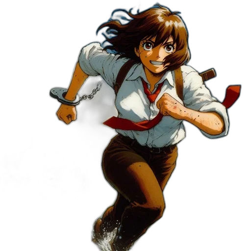 staff, weapon, jacket, comic book art, concept art, anime, fantasy art, determined transparent PNG cut-out