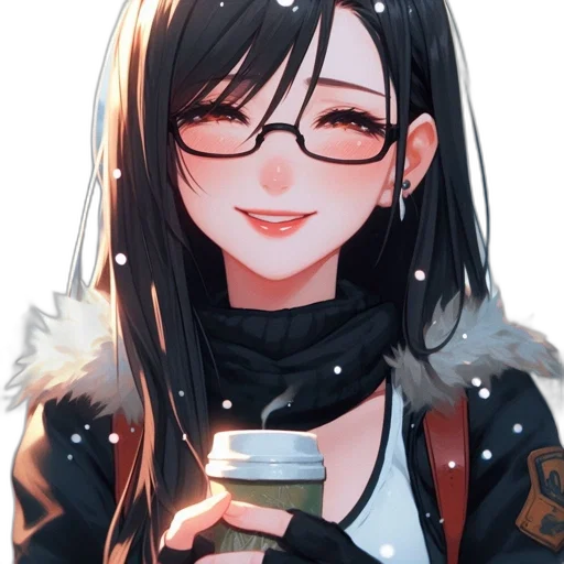 face, jacket, staff, anime, pixel art, cartoon, fantasy art, snow transparent PNG cut-out
