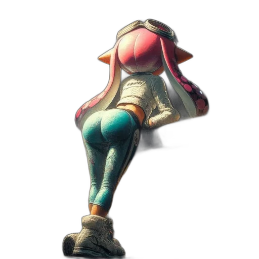 weapon, dress, jacket, hat, concept art, 3d render, watercolor, vaporwave transparent PNG cut-out