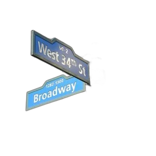 3d render, city street, neon lights, street, sign, intersection, west, 34th transparent PNG cut-out