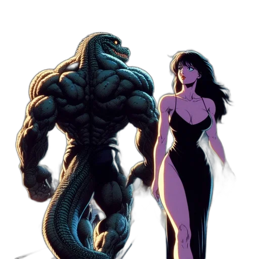 creature, comic book art, concept art, fantasy art, vaporwave, underwater, dark, woman transparent PNG cut-out