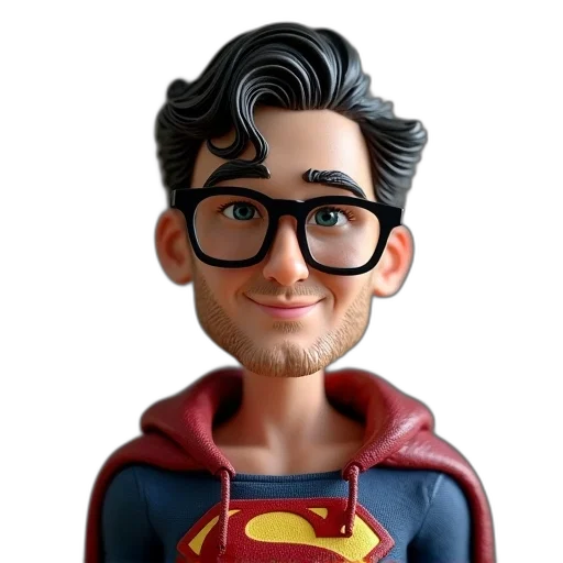face, cartoon, comic book art, 3d render, concept art, personalised, bobblehead, glasses transparent PNG cut-out
