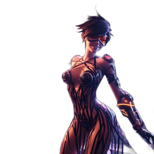dress, concept art, comic book art, cyberpunk transparent PNG cut-out