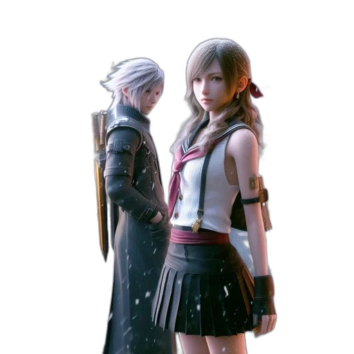 jacket, staff, weapon, concept art, 3d render, monochrome, dark, two transparent PNG cut-out
