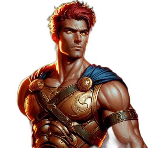 comic book art, concept art, fantasy art, pixel art, muscular, man, red, hair transparent PNG cut-out