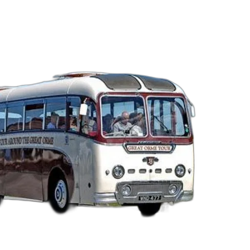 3d render, photorealistic, concept art, vintage, bus, great, orme, tour transparent PNG cut-out