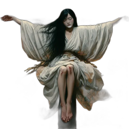 dress, creature, fantasy art, concept art, photorealistic, oil painting, dark, woman transparent PNG cut-out