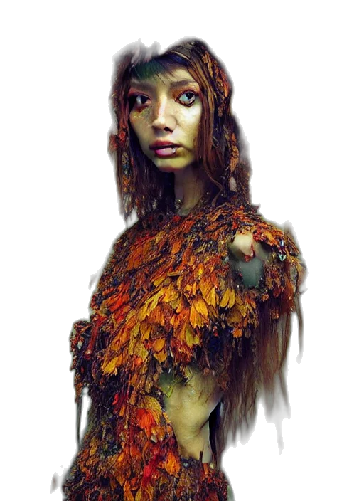 creature, hair, dress, mask transparent PNG cut-out