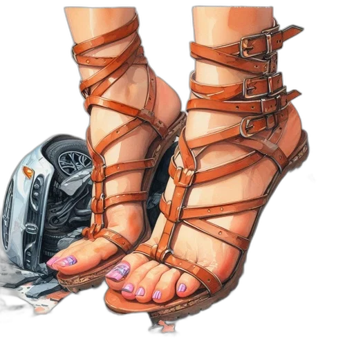 shoes, robot, weapon, jewelry, cyberpunk, concept art, watercolor, fantasy art transparent PNG cut-out