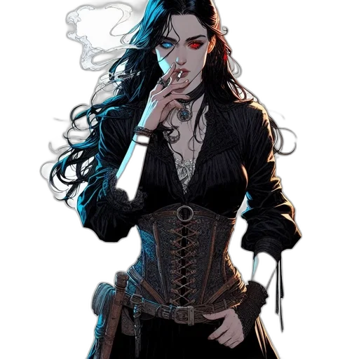 staff, comic book art, concept art, fantasy art, cartoon, dark, blue, woman transparent PNG cut-out
