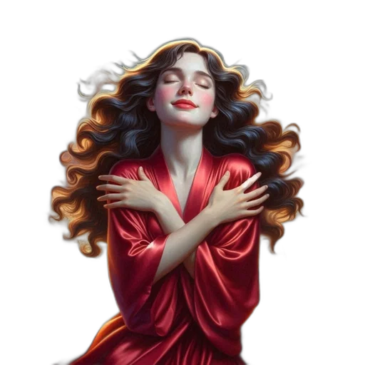 dress, fantasy art, concept art, oil painting, photorealistic, fire, red, woman transparent PNG cut-out