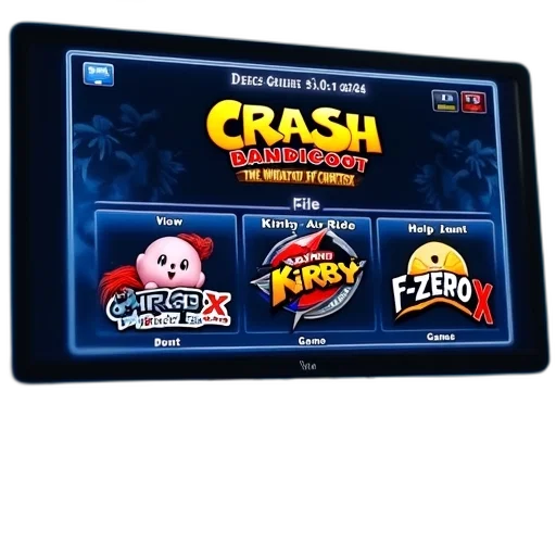 screenshot, computer, monitor, displaying, game, menu, three, titles transparent PNG cut-out