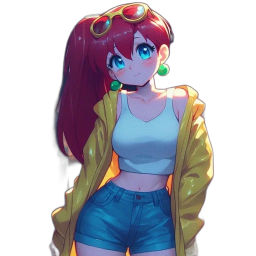 jacket, dress, staff, robot, concept art, anime, pixel art, vaporwave transparent PNG cut-out