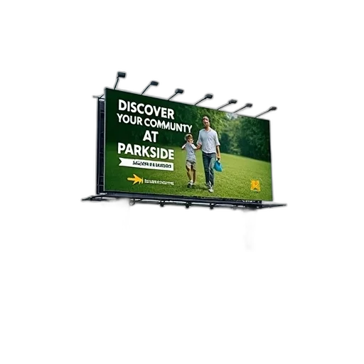 large, billboard, green, background, white, text, stands, grassy transparent PNG cut-out