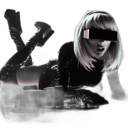 mask, cyberpunk, concept art, comic book art, fantasy art, neon lights, outer space, monochrome transparent PNG cut-out
