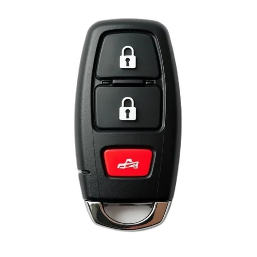 car, black, key, fob, red, button, center, two transparent PNG cut-out