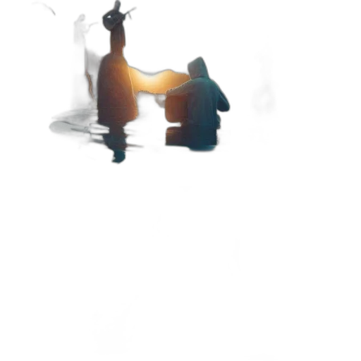 staff, umbrella, crown, robot, 3d render, concept art, photorealistic, person transparent PNG cut-out