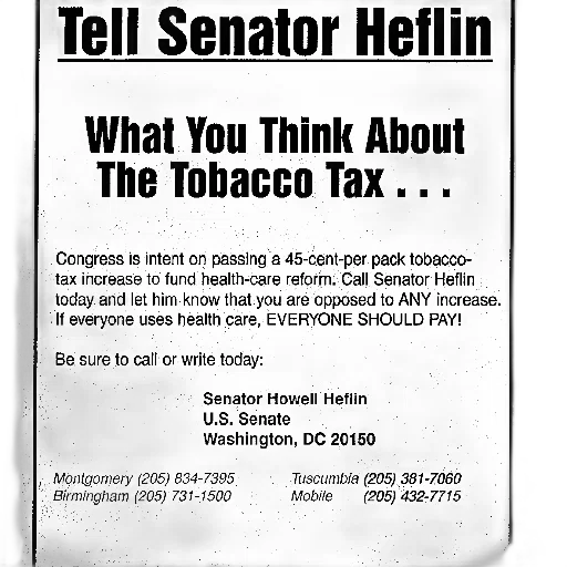advertisement, urging, people, call, senator, howell, heflin, office transparent PNG cut-out