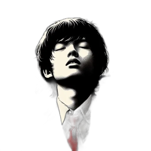 face, comic book art, photorealistic, fantasy art, watercolor, monochrome, red, dark transparent PNG cut-out