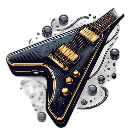 weapon, photorealistic, 3d render, concept art, fantasy art, illustrated, asymmetrical, guitar transparent PNG cut-out