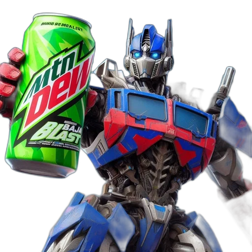 robot, weapon, bottle, food, vaporwave, enormous, blue-red-silver, robotic transparent PNG cut-out