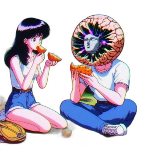 food, umbrella, weapon, mask, vaporwave, concept art, anime, pixel art transparent PNG cut-out