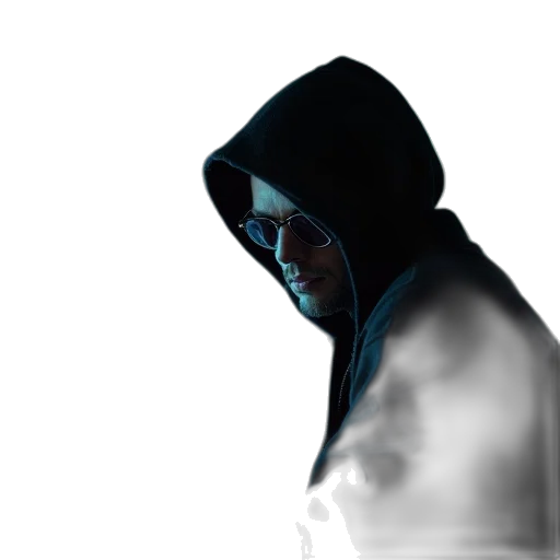 jacket, mask, face, robot, concept art, 3d render, cyberpunk, photorealistic transparent PNG cut-out