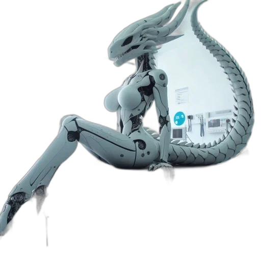 robot, dragon, 3d render, concept art, cyberpunk, sterile, environment, futuristic transparent PNG cut-out