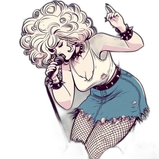 dress, hair, staff, cartoon, concept art, comic book art, watercolor, neon lights transparent PNG cut-out