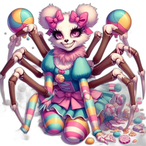 creature, concept art, fantasy art, pixel art, 3d render, pastel, colorful, mouse-spider transparent PNG cut-out