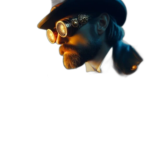hat, face, staff, mask, concept art, photorealistic, 3d render, fantasy art transparent PNG cut-out