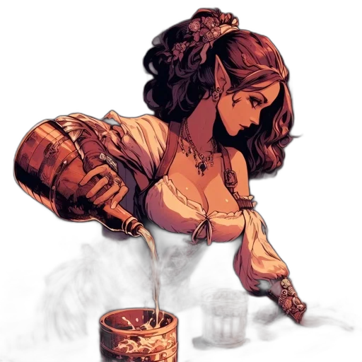dress, weapon, jewelry, bottle, concept art, comic book art, fantasy art, pixel art transparent PNG cut-out