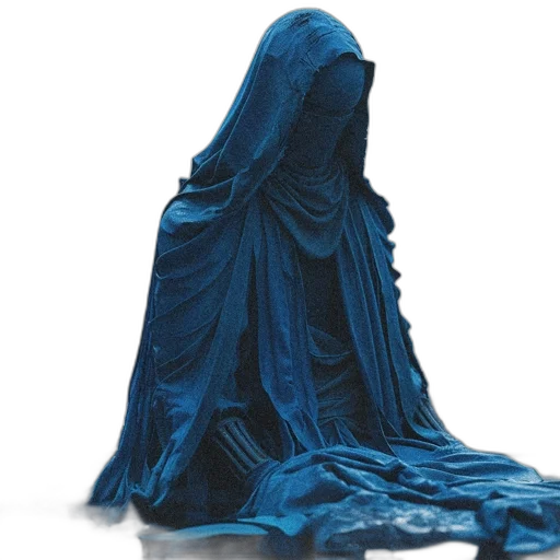dress, jacket, mask, creature, concept art, 3d render, blue, figure transparent PNG cut-out