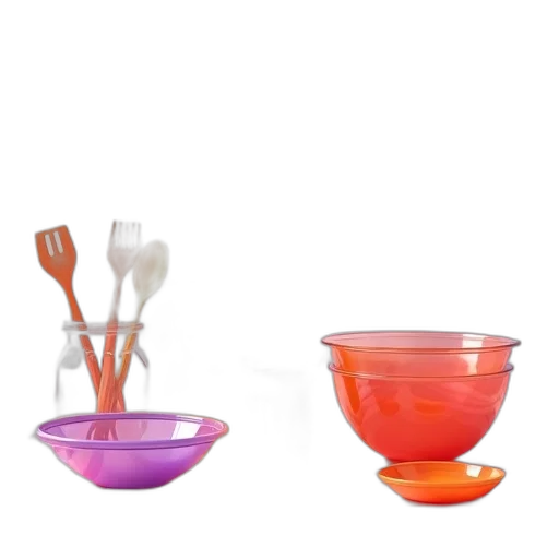 food, 3d render, colorful, neon, collection, transparent, plastic, kitchenware transparent PNG cut-out