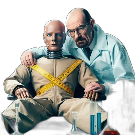robot, jacket, furniture, staff, concept art, cyberpunk, 3d render, comic book art transparent PNG cut-out