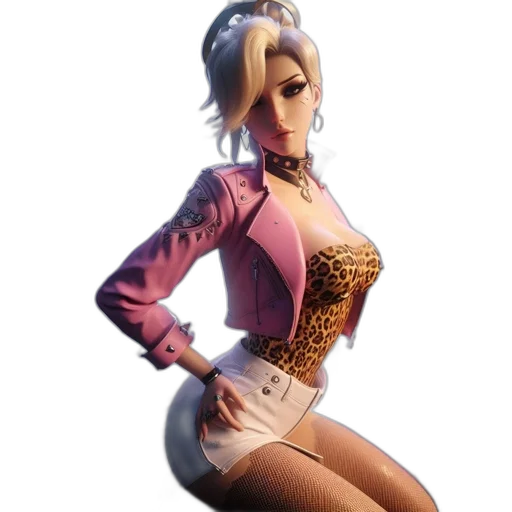 jacket, dress, weapon, staff, 3d render, concept art, fantasy art, cartoon transparent PNG cut-out