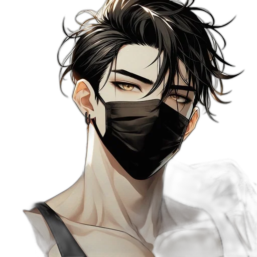 mask, face, photorealistic, anime, fantasy art, cyberpunk, monochrome, dark transparent PNG cut-out