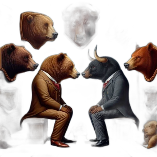 concept art, fantasy art, fire, forest, anthropomorphic, bear, duo, suits transparent PNG cut-out