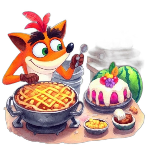 food, concept art, pixel art, 3d render, fantasy art, illustration, features, festive transparent PNG cut-out