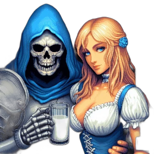 pixel art, fantasy art, comic book art, concept art, blue, pixel, art, scene transparent PNG cut-out
